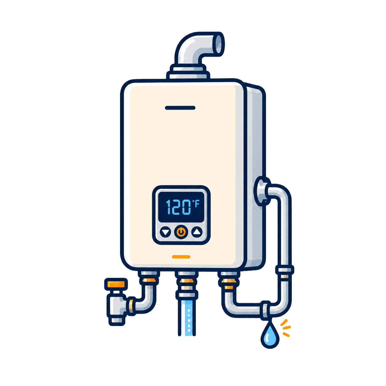 graphic of tankless water heater