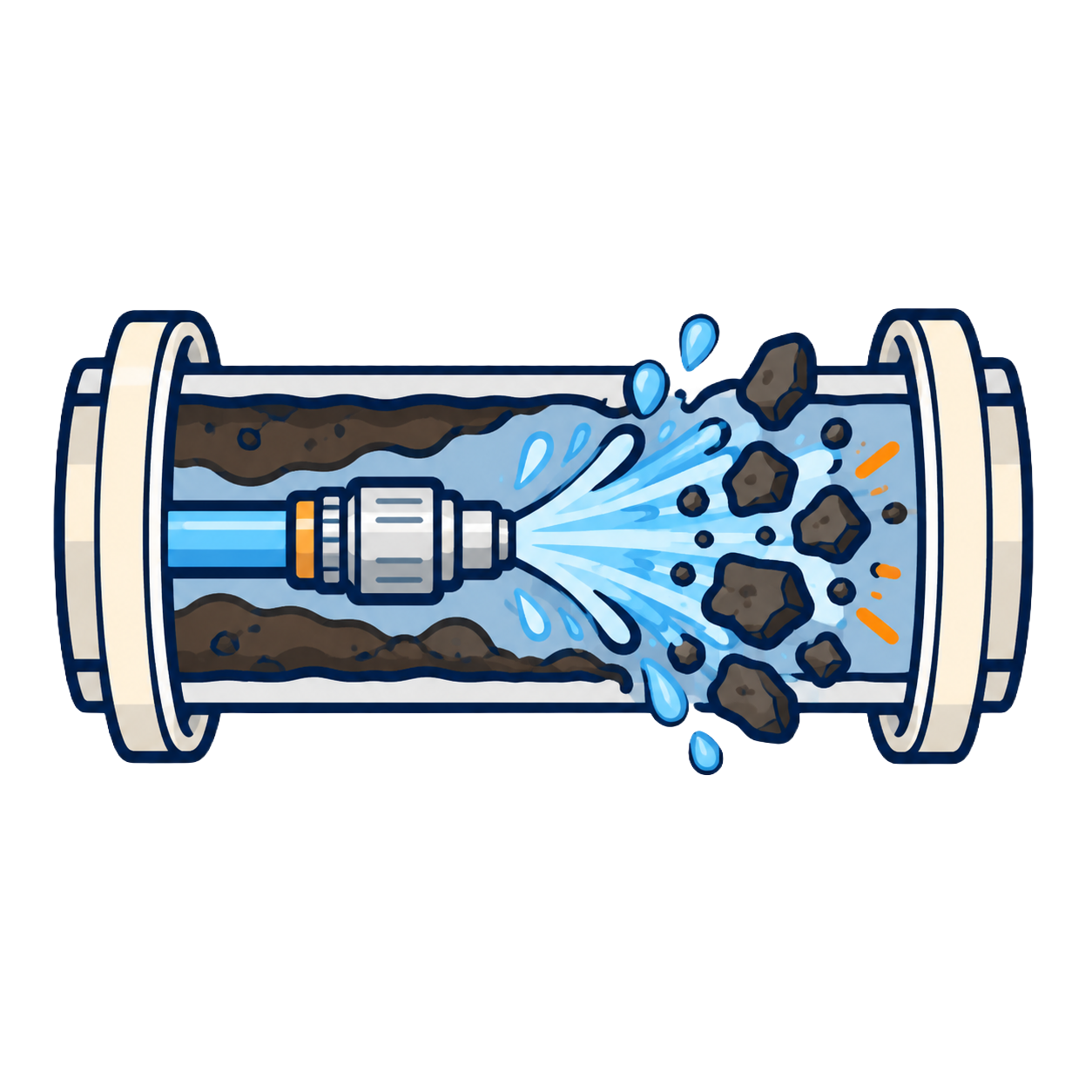 graphic of hydro jetting a pipe
