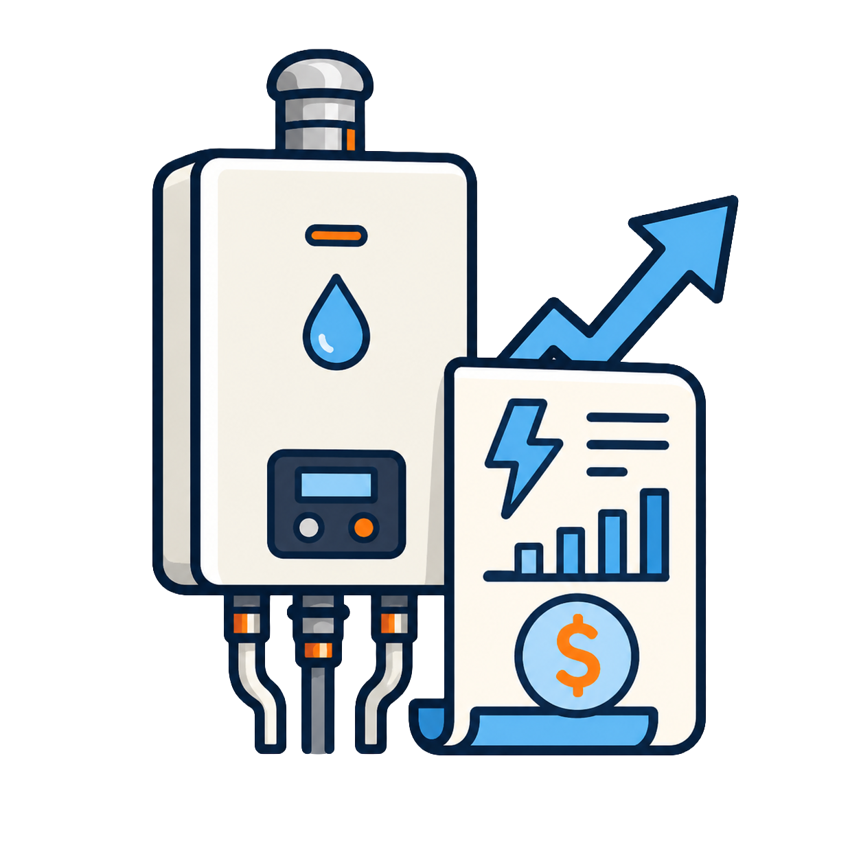 graphic of tankless water heater