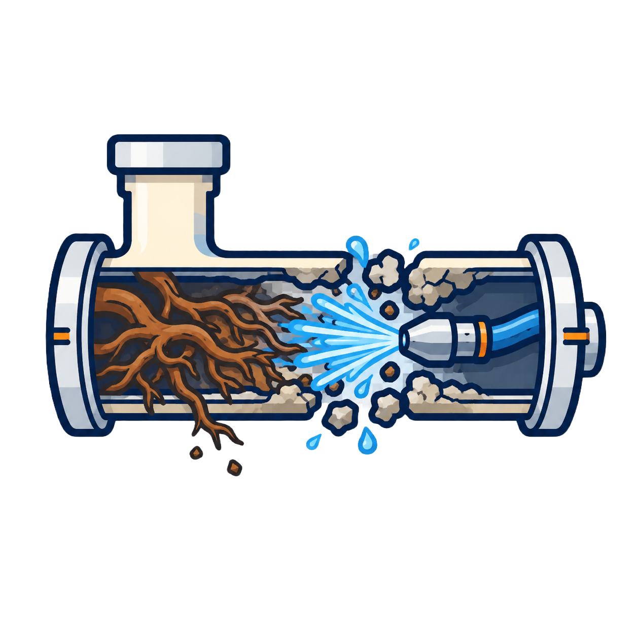 graphic of hydro jetting a pipe