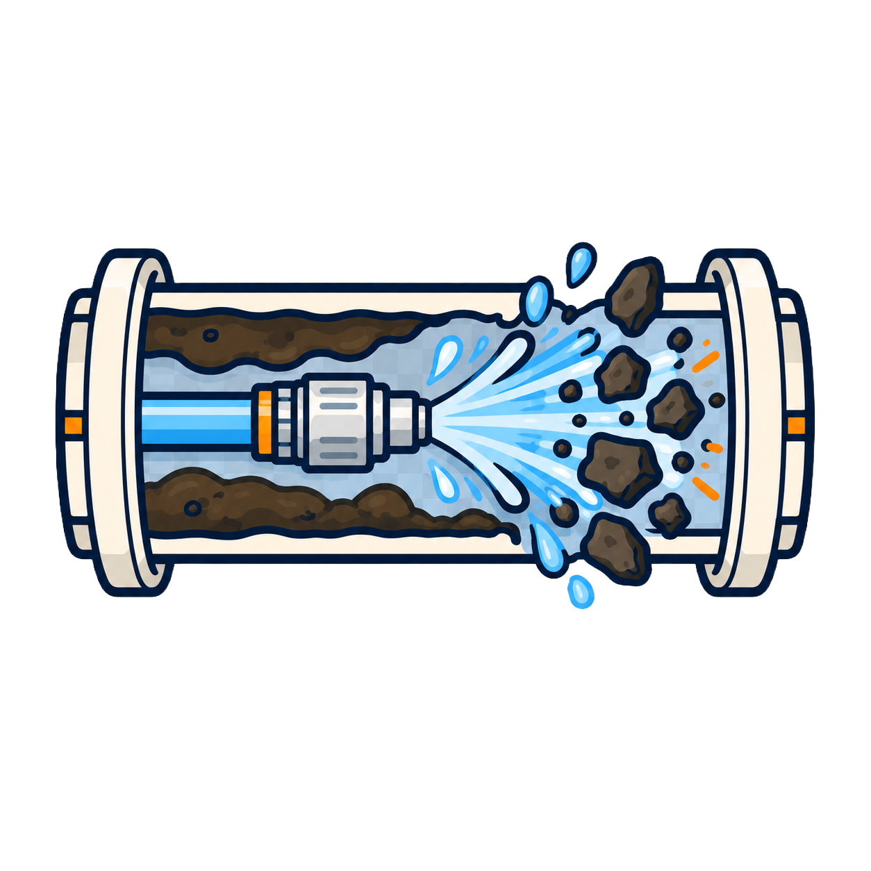graphic of hydro jetting a pipe